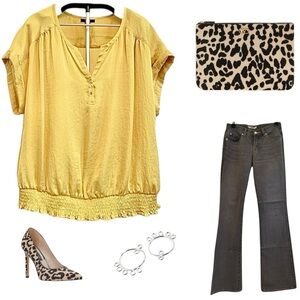 ALFANI WOMAN | Satin Marigold Peasant Style Blouse | Sz 20W